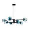 8-Light Modern 2-Tier Sputnik Linear Cluster Gradient Blue Clear Glass Globe Bubble Chandelier  |   Chandeliers Ceiling Lighting Blue Glass/Lake Blue Glass