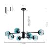 8-Light Modern 2-Tier Sputnik Linear Cluster Gradient Blue Clear Glass Globe Bubble Chandelier  |   Chandeliers Ceiling Lighting Blue Glass/Lake Blue Glass