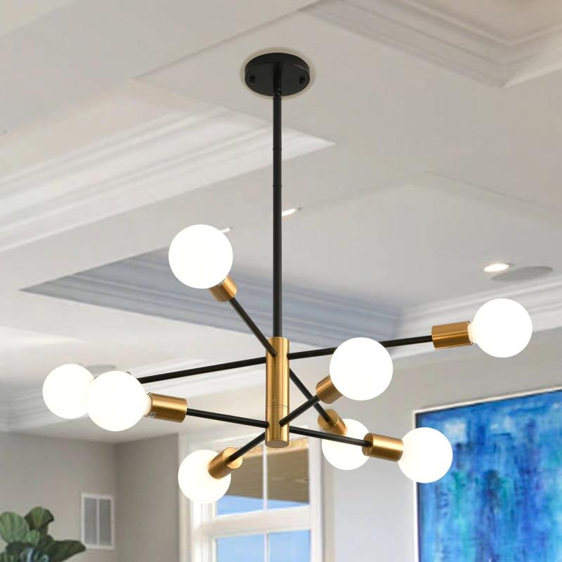 8/10/12-Light Modern Sputnik Linear Chandelier  |   Chandeliers Ceiling Lighting Chandeliers