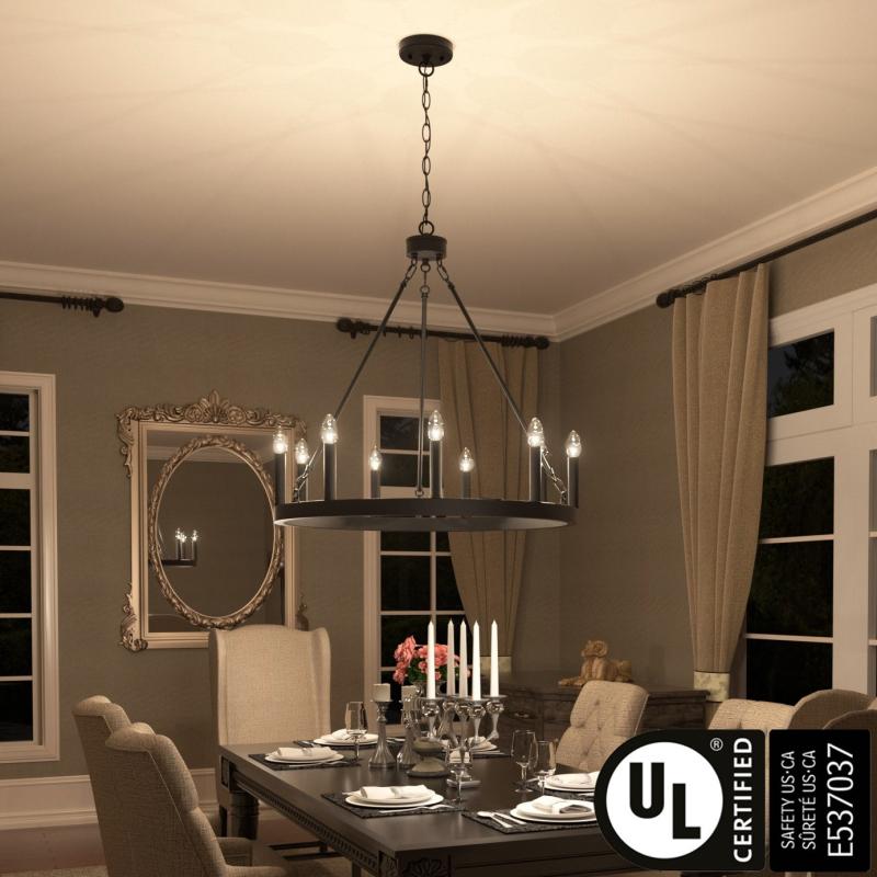 9-light Modern Farmhouse Wagon Wheel Chandelier for Dining room – 24 inches  |   Chandeliers Ceiling Lighting Chandeliers