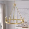 9-light Modern Farmhouse Wagon Wheel Chandelier for Dining room – 24 inches  |   Chandeliers Ceiling Lighting Chandeliers