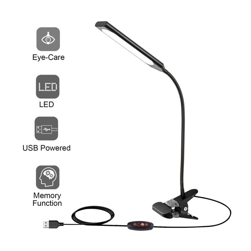 Adjustable LED Desk Lamp with Clamp for Eye-Caring Reading – Black  |   Desk Lamps Desk Lamps Desk Lamps