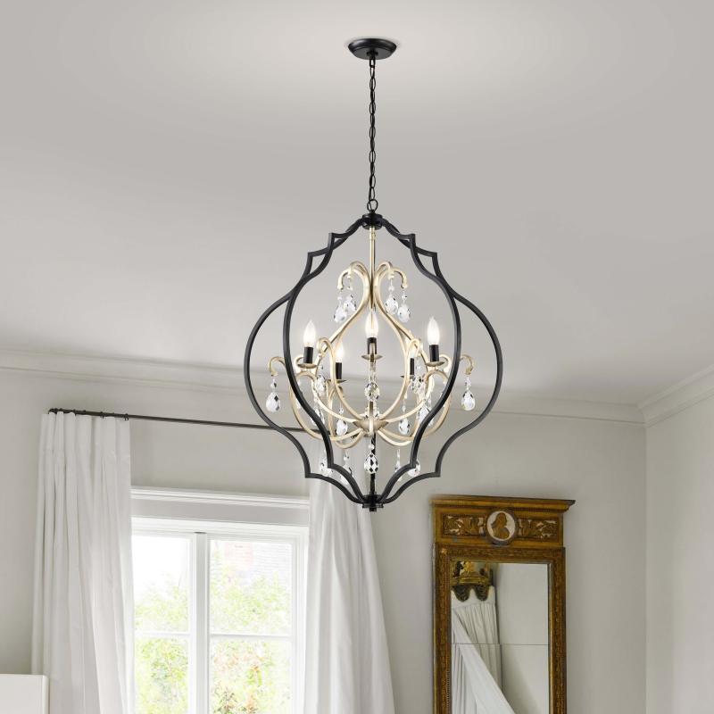 Adoncia Black and Brushed Silverish Champagne Crystal Chandelier – 27 inches in Diameter x 31 inches H  |   Chandeliers Ceiling Lighting Chandeliers