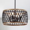 Agustin Matte Black 4-Light Metal Geometric Drum Shade Chandelier  |   Chandeliers Ceiling Lighting Chandeliers