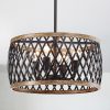 Agustin Matte Black 4-Light Metal Geometric Drum Shade Chandelier  |   Chandeliers Ceiling Lighting Chandeliers