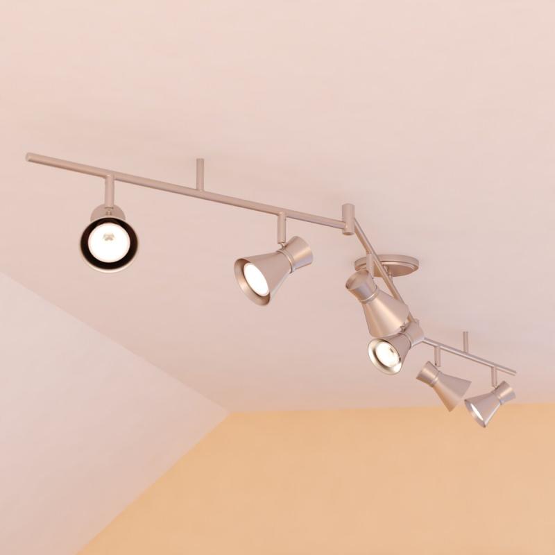 Alto 6 Light LED Swing Arm Ceiling Spot Light  |   Track Lighting Ceiling Lighting Brushed Nickel With Chrome