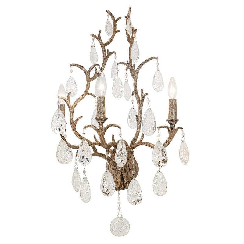 Amadeus 3-Light Vienna Bronze Wall Sconce with Clear Faceted Crystal Italian Drops  |   Wall Sconces Wall Lighting Vienna Bronze