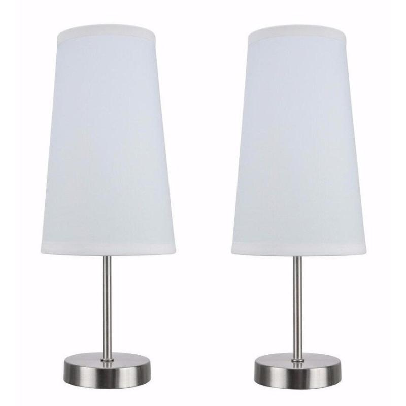 Aspen Creative 2-Pack Set – One-Light Candlestick Table Lamp, Contemporary Design in Satin Nickel, 14 1/4″ High – SATIN NICKEL  |   Desk Lamps Desk Lamps Desk Lamps