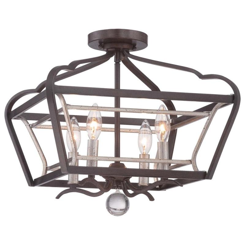 Astrapia Dark Rubbed Sienna With Aged Silver 4 Light Semi Flush  |   Semi-Flush Mount Ceiling Lights Ceiling Lighting Semi-Flush Mount Ceiling Lights