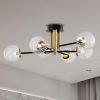 Atlas 32 Inch Globe Clear Glass Semi Flush Mount 6 Light  |   Semi-Flush Mount Ceiling Lights Ceiling Lighting Matte Black And Brass