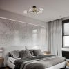 Atlas 32 Inch Globe Clear Glass Semi Flush Mount 6 Light  |   Semi-Flush Mount Ceiling Lights Ceiling Lighting Matte Black And Brass