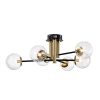 Atlas 32 Inch Globe Clear Glass Semi Flush Mount 6 Light  |   Semi-Flush Mount Ceiling Lights Ceiling Lighting Matte Black And Brass