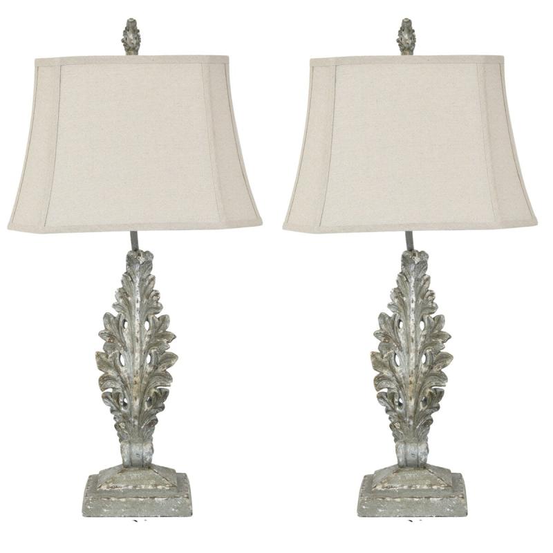 Avery 34″ Buffet Lamp with Linen Tapered Shade, Gray – Set of 2  |   Lamp Sets Lamp Sets Grey