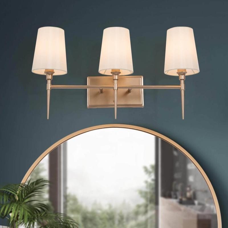 Barr Mid-Century Modern Gold Bathroom Vanity Light Dimmable Fabric Wall Sconces  |   Bathroom Lighting Bathroom Lighting Bathroom Lighting