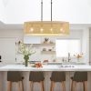 Bayou 4-Light Kitchen Island Rattan Chandelier with Black Hardware – 36”W  |   Chandeliers Ceiling Lighting Chandeliers