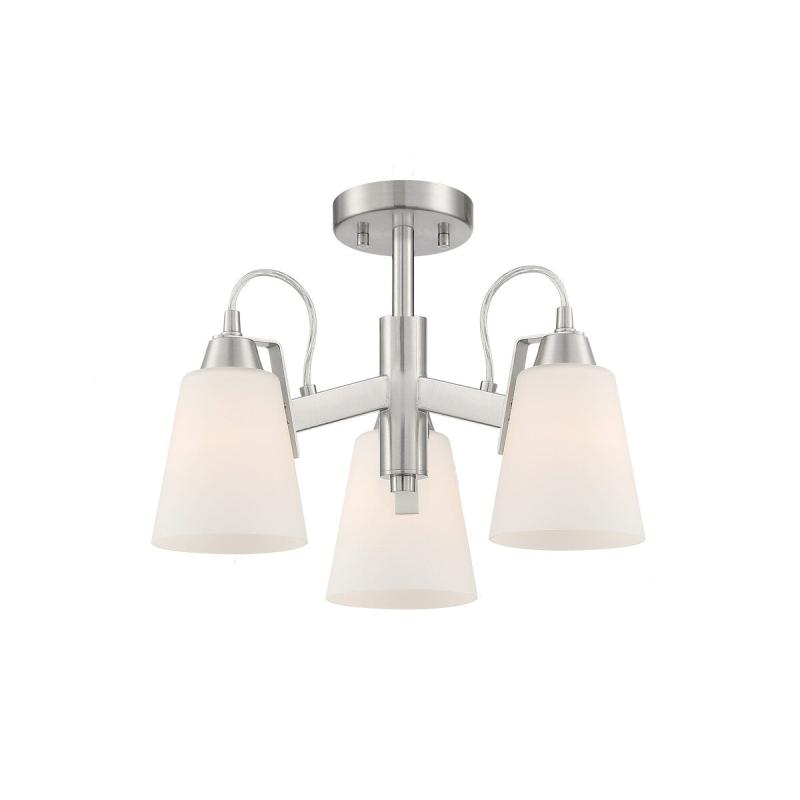 Beckonridge Brushed Nickel & Opal Glass 3 Light Semi Flush  |   Semi-Flush Mount Ceiling Lights Ceiling Lighting Brushed Nickel