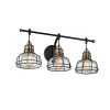 Black and Antique Gold 3-Light Vanity with Clear Glass Shades  |   Bathroom Lighting Bathroom Lighting Bathroom Lighting