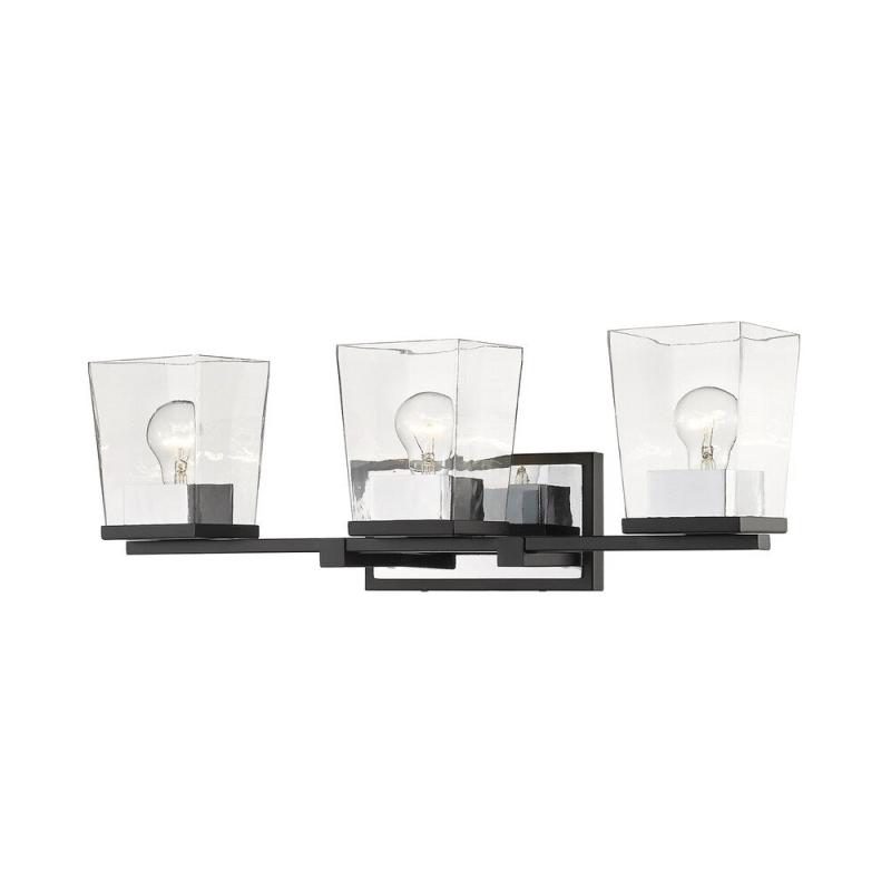 Bleeker Street 3 Light Vanity in Matte Black + Chrome  |   Wall Sconces Wall Lighting Wall Sconces