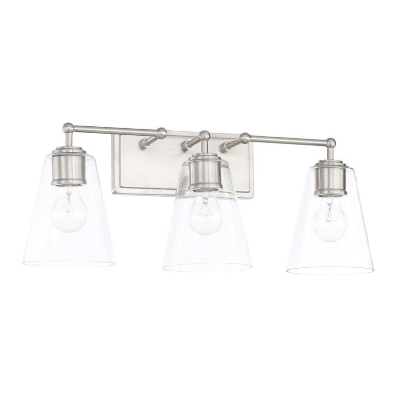 Brushed Nickel 3-light Bath/ Vanity Fixture  |   Bathroom Lighting Bathroom Lighting Bathroom Lighting