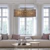 Bryar Brass and Crystal 23.5″W 3-Light Chandelier – 23.5″ x 23.5″ x 61.5″  |   Chandeliers Ceiling Lighting Brass