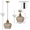 Caspian Tan Rattan and Metal Adjustable Drop Height 10.25-Inch Hanging Pendant Light  |   Kitchen Lighting Kitchen Lighting Kitchen Lighting