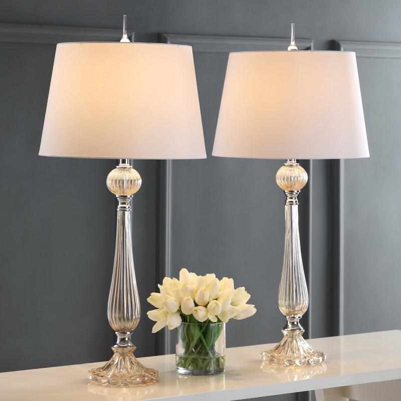 Caterina 32.5″ Glass LED Table Lamp, Champagne (Set of 2)  |   Lamp Sets Lamp Sets Champagne