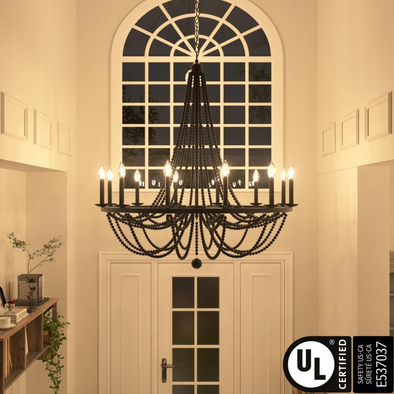 Cauhu 12-light Farmhouse Empire Beaded Chandelier  |   Chandeliers Ceiling Lighting Chandeliers