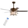 Clift 52″ 3-Light Metal/Wood LED Ceiling Fan With Remote, Satin Bronze  |   Ceiling Fans Ceiling Fans Ceiling Fans