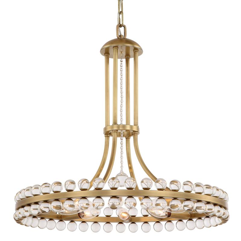 Clover 8 Light Aged Brass Chandelier – 22.5” W x 22.5” H  |   Chandeliers Ceiling Lighting Chandeliers