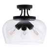 CO-Z 3-Light Matte Black Clear Glass Semi Flush Mount Ceiling Light  |   Semi-Flush Mount Ceiling Lights Ceiling Lighting Black