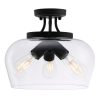 CO-Z 3-Light Matte Black Clear Glass Semi Flush Mount Ceiling Light  |   Semi-Flush Mount Ceiling Lights Ceiling Lighting Black