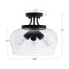 CO-Z 3-Light Matte Black Clear Glass Semi Flush Mount Ceiling Light  |   Semi-Flush Mount Ceiling Lights Ceiling Lighting Black