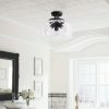 CO-Z 3-Light Matte Black Clear Glass Semi Flush Mount Ceiling Light  |   Semi-Flush Mount Ceiling Lights Ceiling Lighting Black