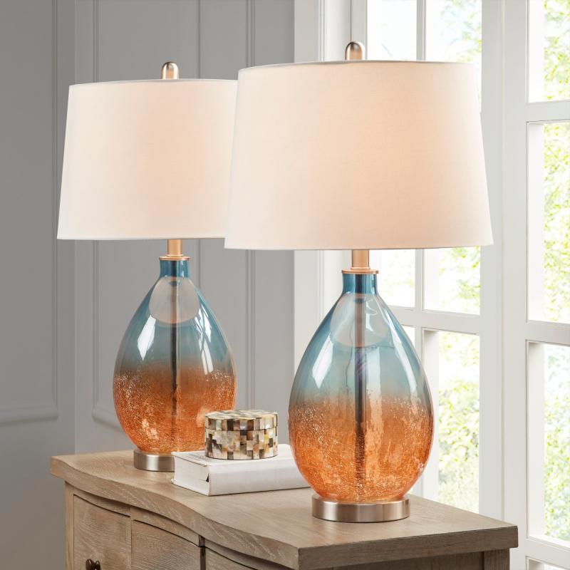 Cortina Ombre Glass Table Lamp, Set of 2  |   Lamp Sets Lamp Sets Blue/Gold