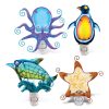 CoTa Global Ocean Life Metal Glass Night Lights with Switch – 4 Pack  |   Night Lights Night Lights Multicolor