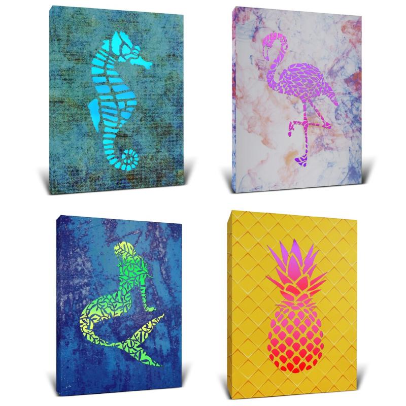 CoTa Global Seahorse, Flamingo, Mermaid, Pineapple Light LED Wall Art – 15.75 x 11.9 x 1 inches  |   Night Lights Night Lights Night Lights