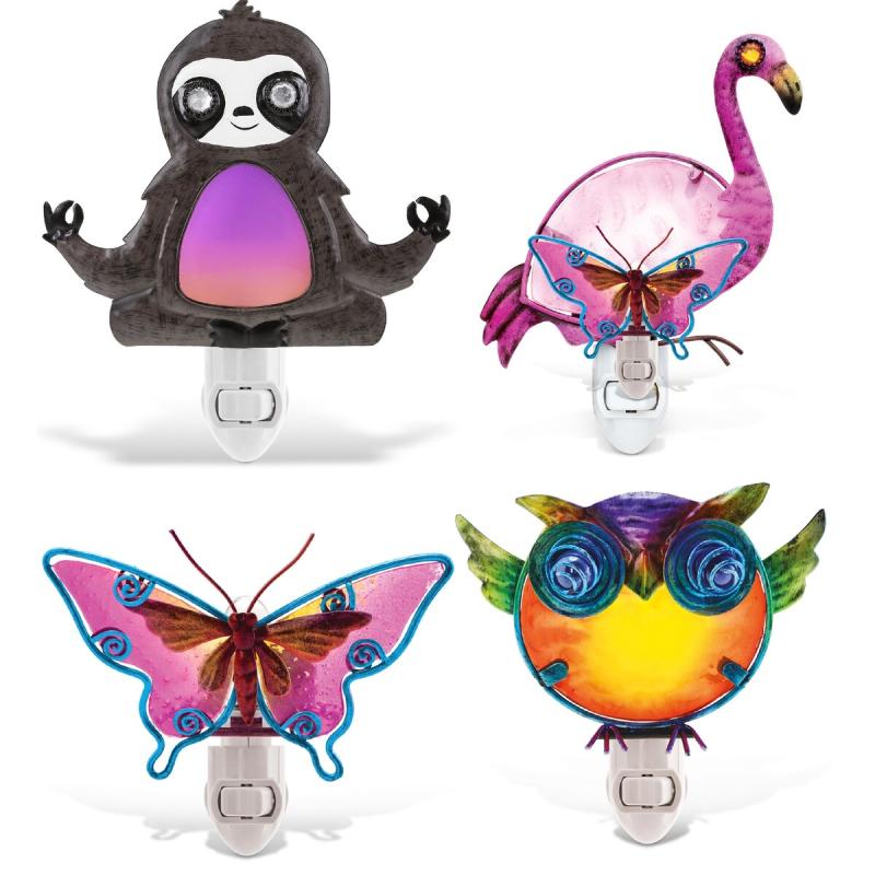 CoTa Global Wildlife Nightlights – Butterfly, Owl, Flamingo, Sloth – 6″D x 2.2″W x 6.5″H  |   Night Lights Night Lights Multicolor