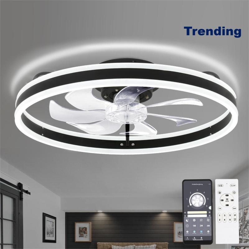 Cotti 20in. Low Profile Ceiling Fan with Light, 6-Speed Ceiling Fan, Flush Mount Smart Ceiling Fan with Remote  |   Ceiling Fans Ceiling Fans Ceiling Fans