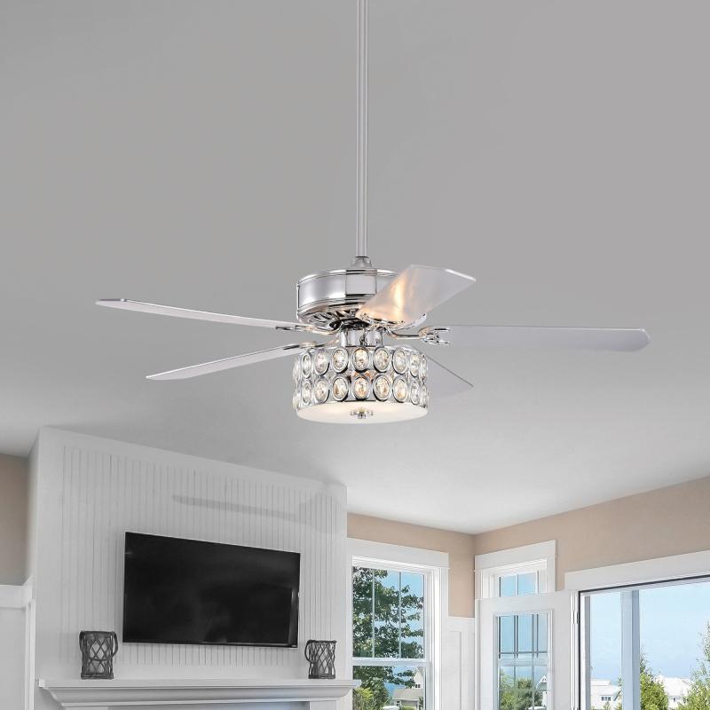 Danae Chrome 52-inch Indoor Ceiling Fan with Crystal Light Kit  |   Ceiling Fans Ceiling Fans Ceiling Fans