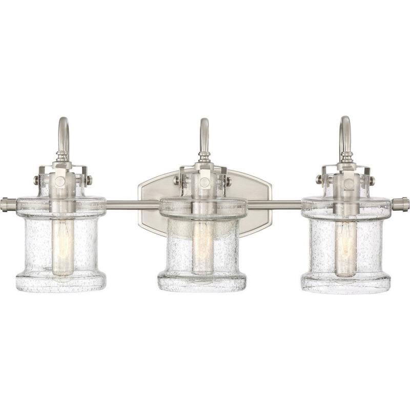 Danbury 3-Light Bathroom Vanity Light in Brushed Nickel  |   Bathroom Lighting Bathroom Lighting Bathroom Lighting