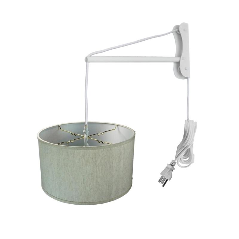 Drum Textured Oatmeal Wall Mount Pendant, 1 Light White Cord/Arm  |   Swing Arm Lights Swing Arm Lights Swing Arm Lights