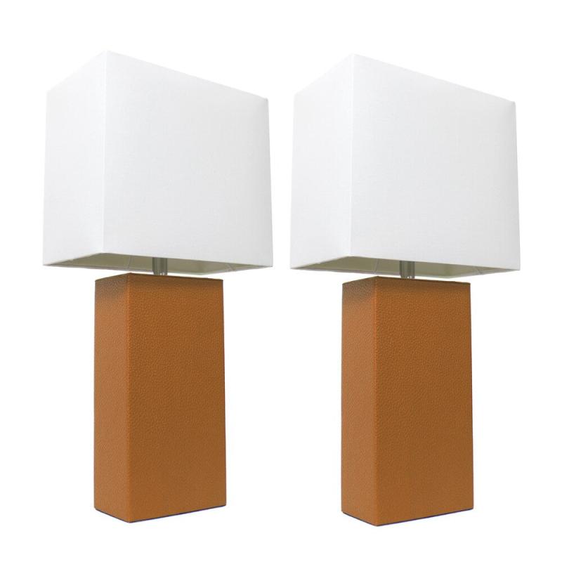 Fairway Tan Leather Table Lamps (Set of 2)  |   Lamp Sets Lamp Sets Lamp Sets