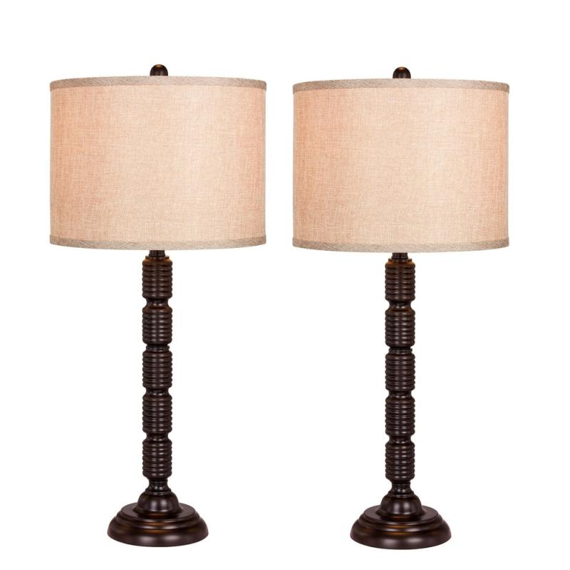 Fangio Lighting’s 1562ORB-2PK Pair Of 30.5 in. Industrial, Ribbed Metal Table Lamp in a Oil Rubbed Bronze Finish  |   Lamp Sets Lamp Sets Bronze