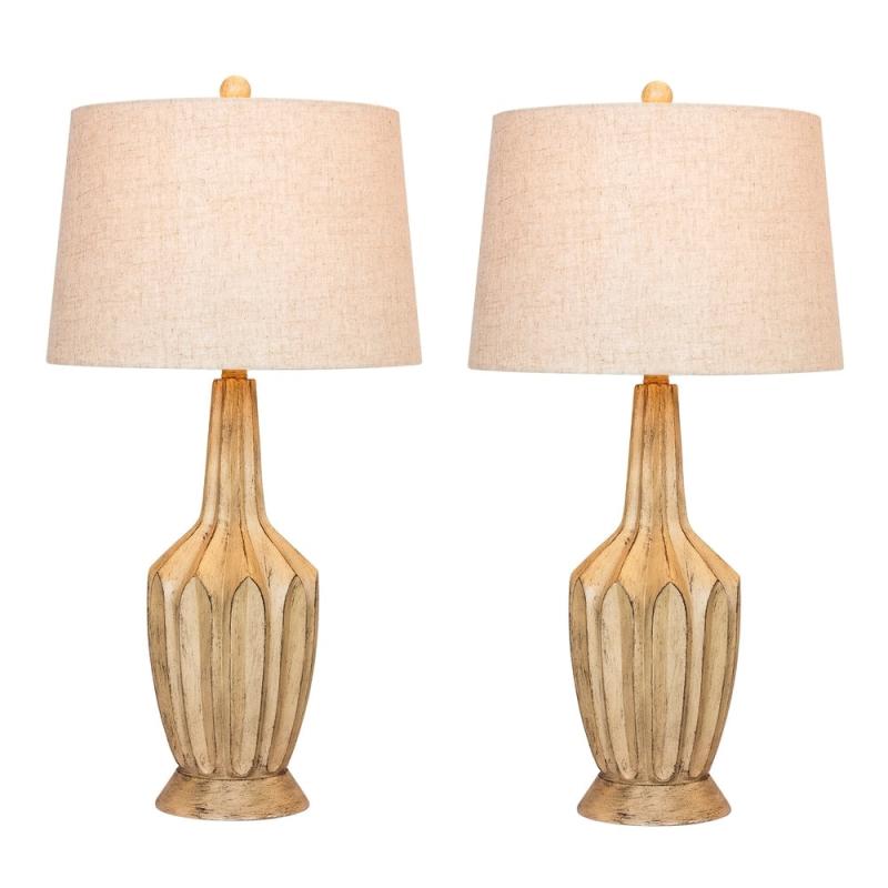 Fangio Lighting’s 6257-2PK Pair Of 29.5″ Beige Resin Table Lamps  |   Lamp Sets Lamp Sets Beige