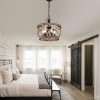 Farmhouse 5-Light Cage Rustic Wood Chandelier, Adjustable Industrial Pendant Ceiling Light for Kitchen Dining Room  |   Chandeliers Ceiling Lighting Chandeliers