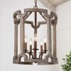 Farmhouse 5-Light Solid Wood Chandelier Rustic Lantern Pendant Lights for Kitchen Island – 16.5″D x 19″H  |   Chandeliers Ceiling Lighting Chandeliers