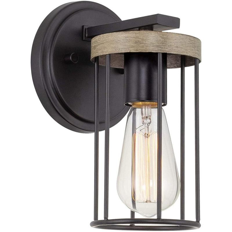 Farmhouse Wall Sconce Black Wood Wall Light Fixture  |   Wall Sconces Wall Lighting Black