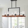 Farmhouse Wood Linear Chandelier Bubble Glass Islands Lights  |   Chandeliers Ceiling Lighting Chandeliers