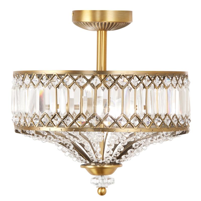 Furey Bronze/Gold Tiered Glass Semi-flush Lighting Fixture – 14.75″L x 14.75″W x 15.25″H  |   Semi-Flush Mount Ceiling Lights Ceiling Lighting Semi-Flush Mount Ceiling Lights