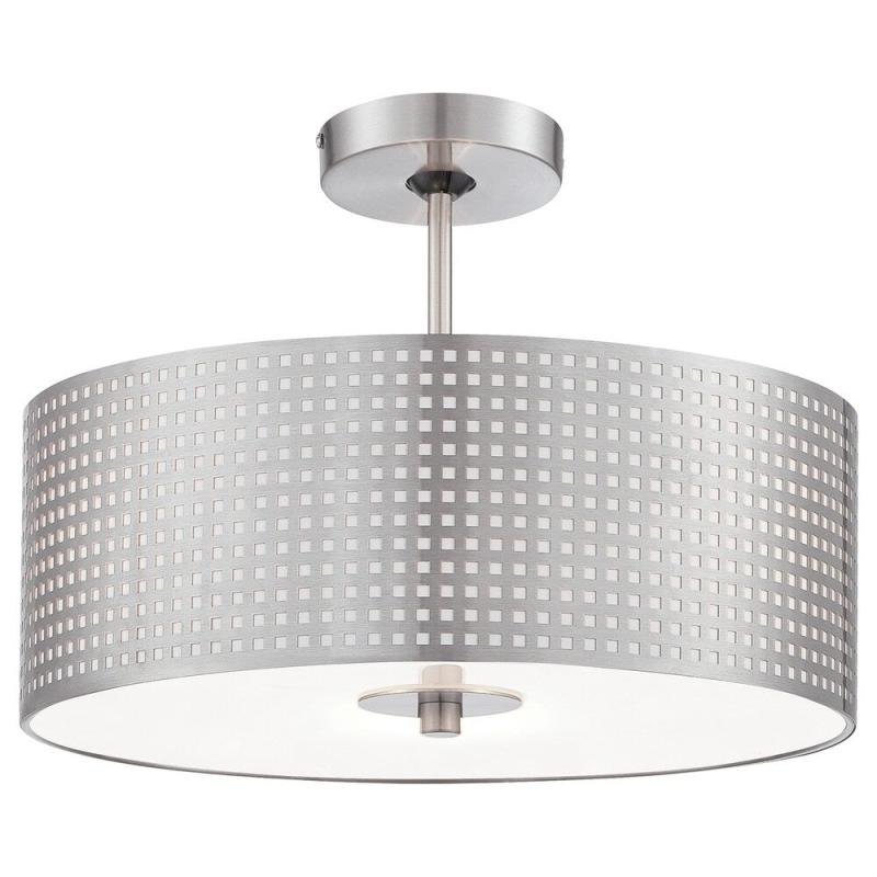 Grid Brushed Nickel 3 Light Semi Flush  |   Semi-Flush Mount Ceiling Lights Ceiling Lighting Brushed Nickel